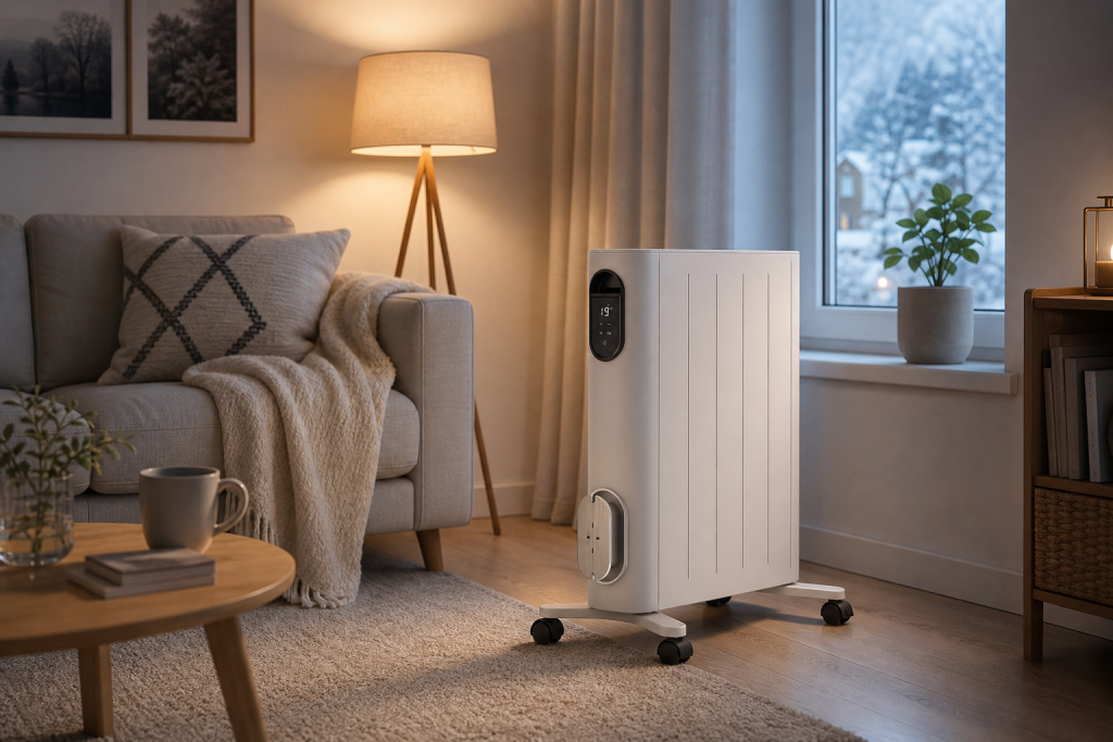 Radiatore portatile RENZO con rotelle e maniglia / RENZO portable radiator with wheels and handle / Tragbarer RENZO-Heizkörper mit Rollen und Griff