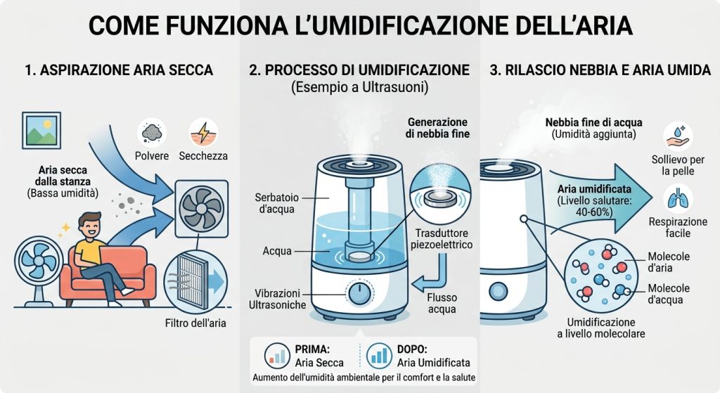 umidificazione spiegazione del funzionamento e del beneficio