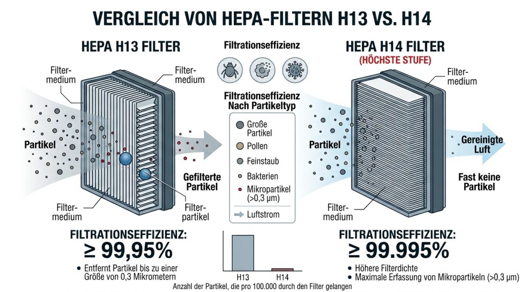confronto fra filtro hepa13 e hepa14